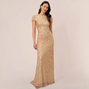 Adrianna Papell gold sequin formal dress